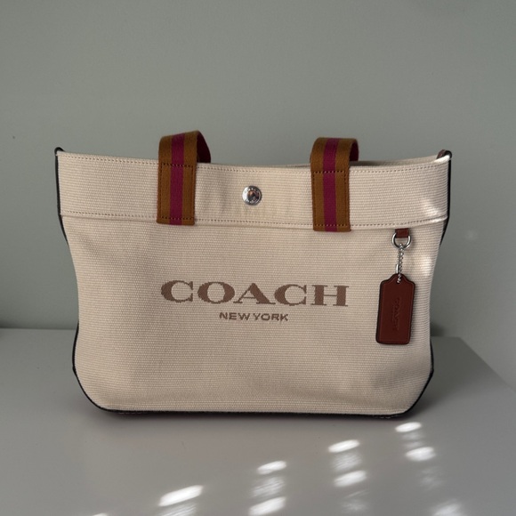 Coach Cream and Tan Canvas Tote Ck168 - Picture 1 of 4